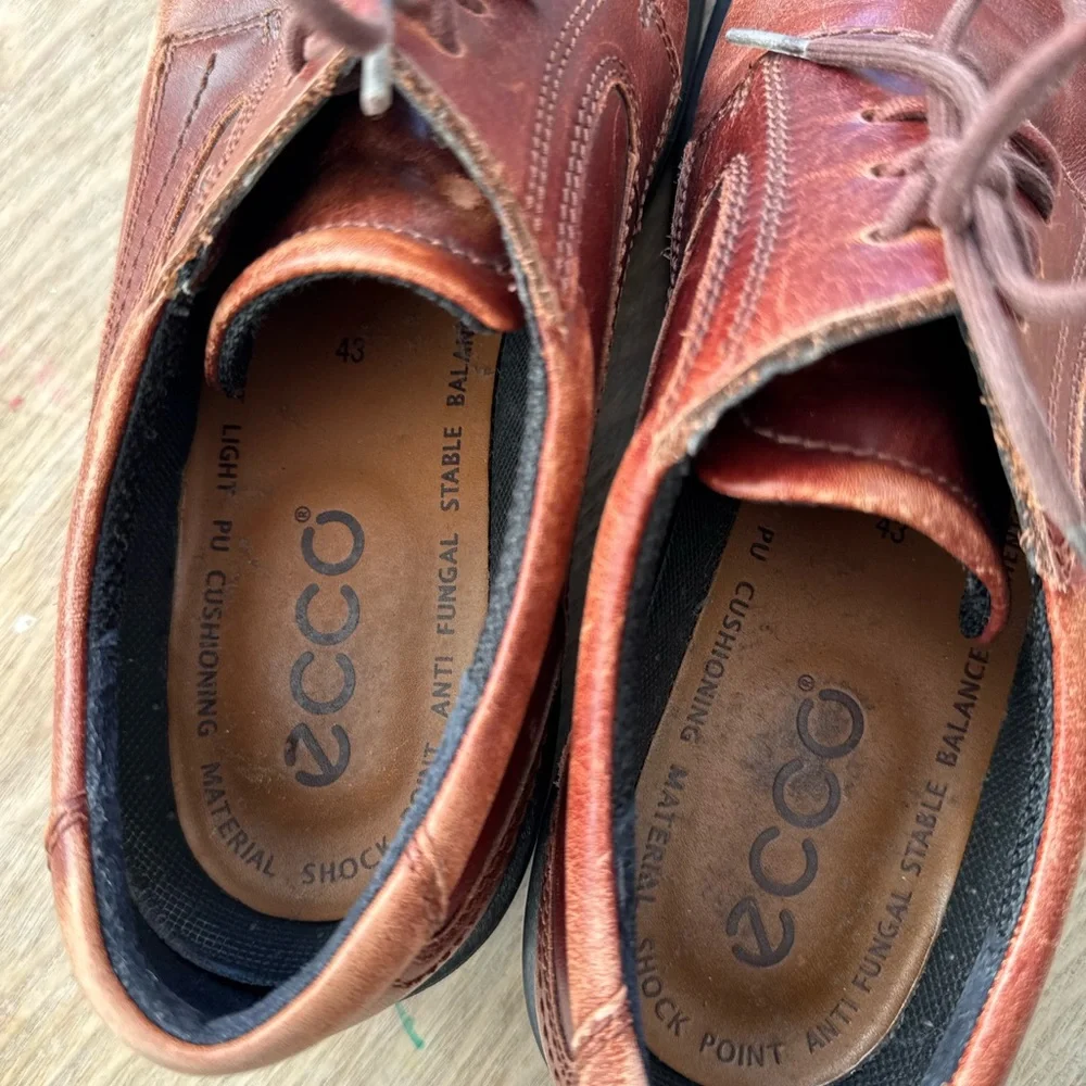 ECCO Brown Leather Plain Toe Oxfords Size 43